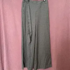 グレー系チェック ワイドパンツ サスペンダー付き GU 美品