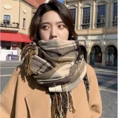 便利で可愛い ストール 大判 チェック マフラー 膝掛け ショール 韓国