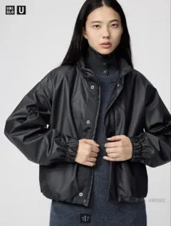 ユニクロ　コーティングショートブルゾン　XL ブラック