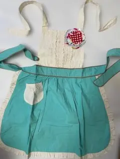 新品アンソロポロジーHazel Apronブルーとゴールドラメ豪華エプロン