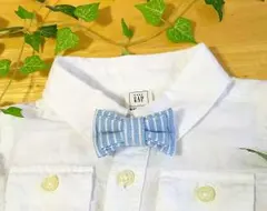 家族でお揃い♡蝶ネクタイ・ヘアゴム/ブルーストライプ