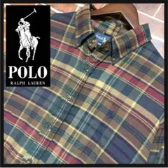 Ralph Lauren★ラルフローレン★刺繍★チェック★ネルシャツ★茶色XL