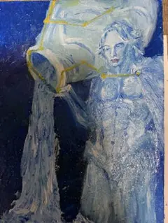 水瓶座の油彩画 A4サイズ