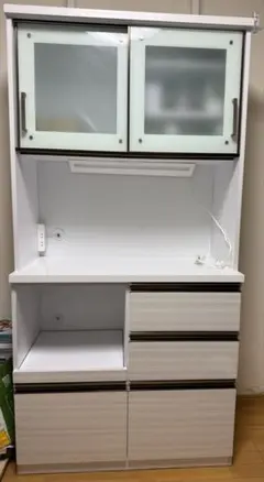 手渡しのみ レッドカラー 食器棚 キッチンカウンター 収納棚 綾野 
