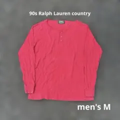 90s ラルフローレン サーマル コットン レッド 赤 メンズ M