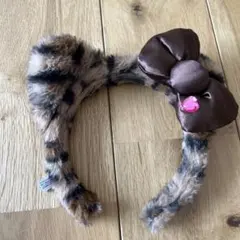 キティちゃん　USJ ヒョウ柄カチューシャ 茶色リボン付き