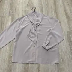 Come First ボウタイブラウス 長袖 レーヨン ピンクベージュ