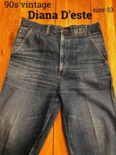 希少！90s Diana Deste ワイドストレート 刺繍デニムパンツ W33