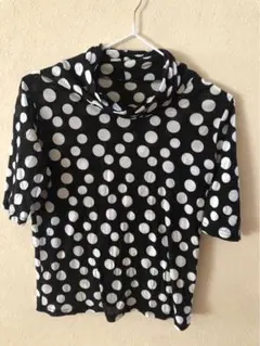 水玉模様 スヌード付き カットソー サイズ40