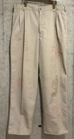 US古着 90s チノスラックス タック ハンドペイント　メモリアル34×30