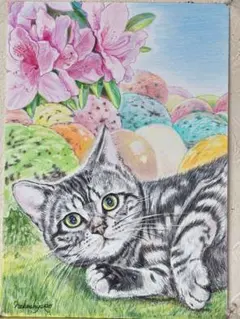 改め【アイスクリームの丘で目がさめた！？】プーちゃんの色鉛筆画、原画A4のサムネイル