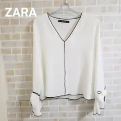 ZARA 袖リボン Vネック ブラウス