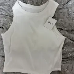 【新品】GRL リブタンクトップ ホワイト L カップ付き　バット入り