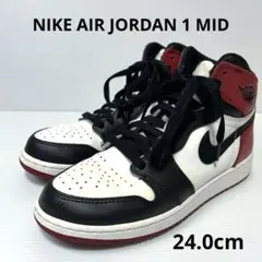 NIKE AIR JORDAN 1 MID 黒白赤 24cm 美品のサムネイル