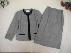 101002 オプサラ　ノーカラースーツ上下　黒ｘ白千鳥格子　11AR