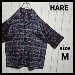 【HARE】 ポリサテンオープンカラーシャツ　半袖　総柄　アート　F723のサムネイル
