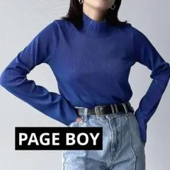 極美品　PAGE BOY リップルプリーツフレアスリーブ ブルー　カットソー　春