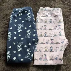 ユニクロ　ミッキーマウス　スヌーピー柄ボトムス　2点セット