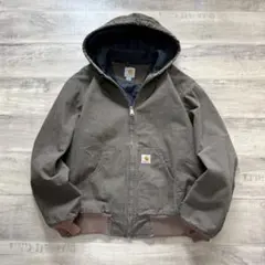 希少カーハートアクティブジャケットリップストップL古着短丈オリーブブラウン