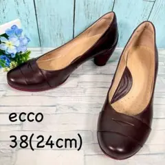 美品！『ecco』(38)コインローファーパンプス　レザー コンフォート 24