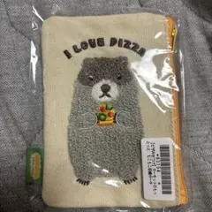 マーモットのもっとっと　もこもこ刺繍ポーチ　ピザみせつけ