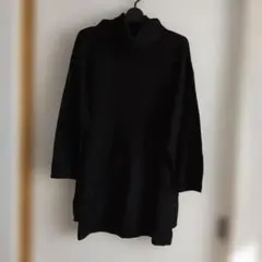 クリンヨシキ　黒いタートルネック長袖ニット　L~LL