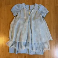 プリンセス　エルサ　水色 雪の結晶模様 ワンピース 110 cotton