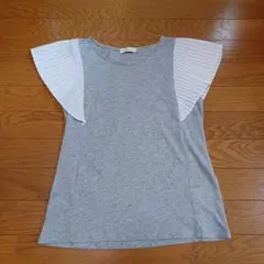 earth music&ecology M グレー フリル袖 Tシャツ