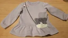 any FAM 薄紫 猫 裏起毛トレーナー 100