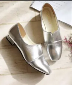 シルバー ローファー風パンプス Mサイズ