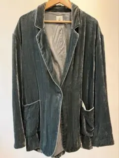 6(ROKU)モスグリーン　ベルベット テーラードジャケット