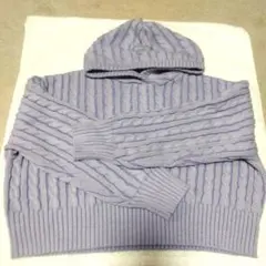 GU フード付きケーブルニットセーター（ショート丈） M