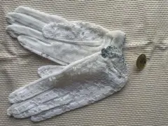 ホワイト 花柄レース 手袋