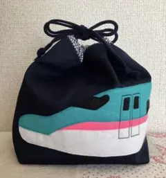 新幹線はやぶさ　お弁当袋　マチ付き巾着袋