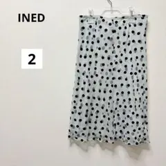 イネド ドット柄 シアーフレアスカート グレー　総柄　きれいめ　ロング丈　薄手のサムネイル