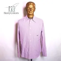 C1315 Henry Cotton's 長袖 シャツ ストライプ 紫 白のサムネイル