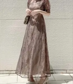 ラグナムーン LADYパネルレースワンピース 刺繍 パーティードレス