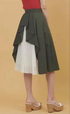 31 Sons de mode バックプリーツデザインスカート カーキ