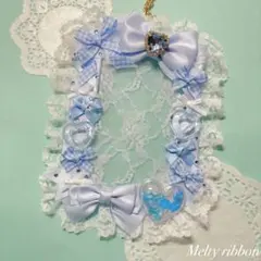 ♡現品限り♡ デコ硬質ケース 水色 クリアハート ハートシャカシャカ B7