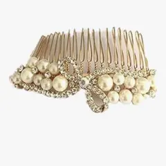 パールの ヘアコーム 髪飾り 髪留め ヘアアクセサリー パール白 薄ピンク