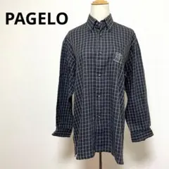 PAGELO パジェロ ブラック系 チェック柄 長袖シャツ M おしゃれのサムネイル