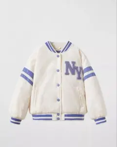 140cmザラキッズ　ボンバージャケットホワイトラベンダー