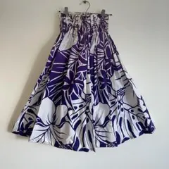 フラダンス用紫白花柄スカート