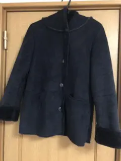 studio CLIP フェイクムートンコート　ネイビー