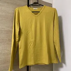 CINEMA CLUB Vネックリブ編み長袖トップス L