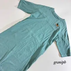graniph Tシャツ キャラ刺繍 M アクアブルー レディース カットソー