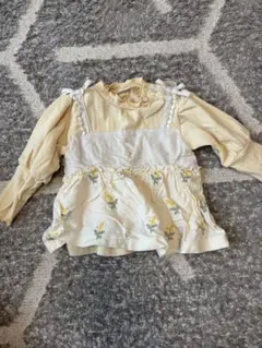 花柄フリル付き長袖トップス 80