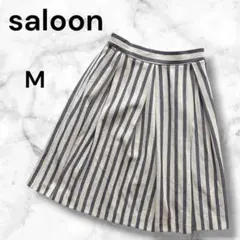 新品✨リネン混✨スカート【M】日本製 ストライプ ウエストゴム 清涼感 夏のサムネイル