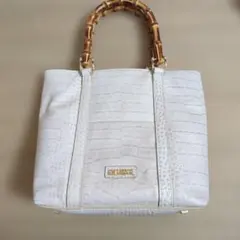 Guy Laroche バンブーハンドル クロコ型押し ハンドバッグ