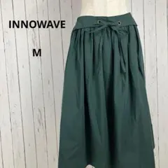 イノウェーブ☆ロングフレアスカート　リボン　バックウエストゴム　M　緑系のサムネイル